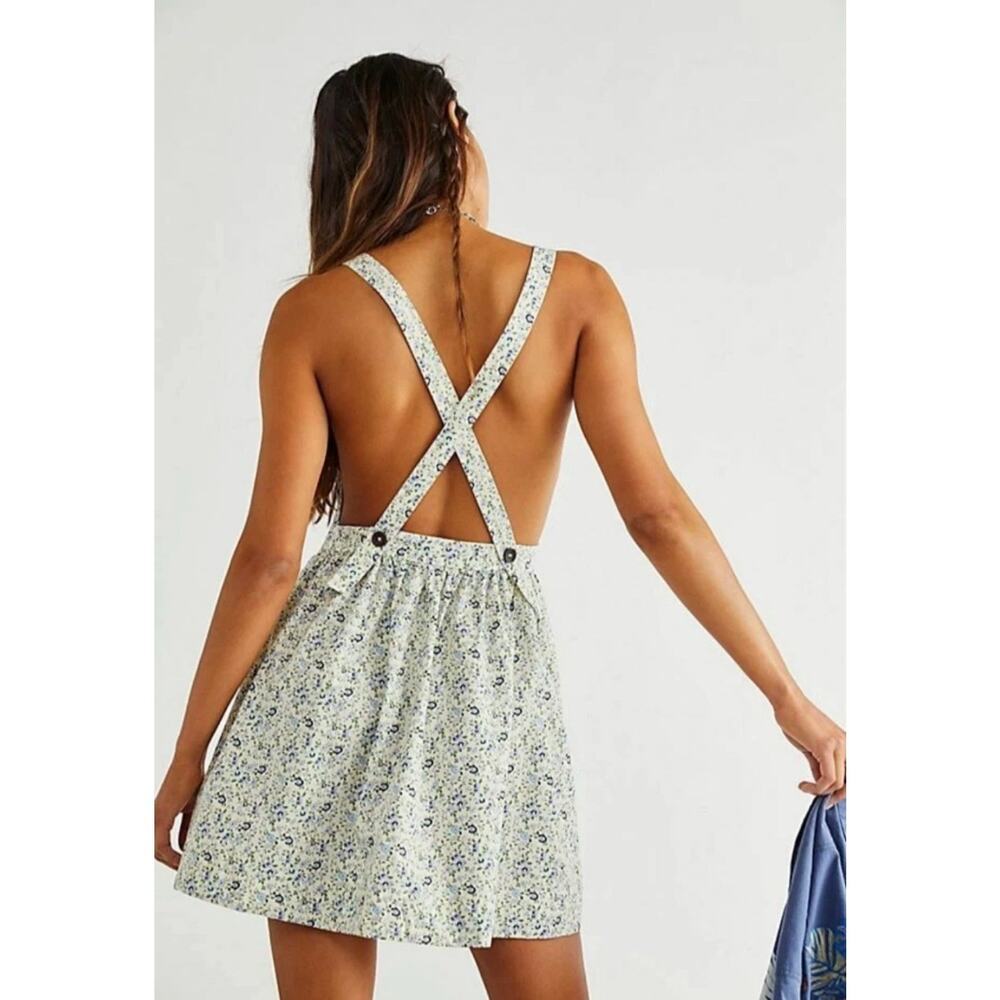 Free People Petunia Mini Dress Size Large Smocked Ditsy Floral Boho Sundress EUC - Picture 2 of 12